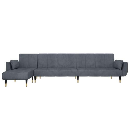 Sovesofa med chaiselong 275x140x70 cm velour mørkegrå