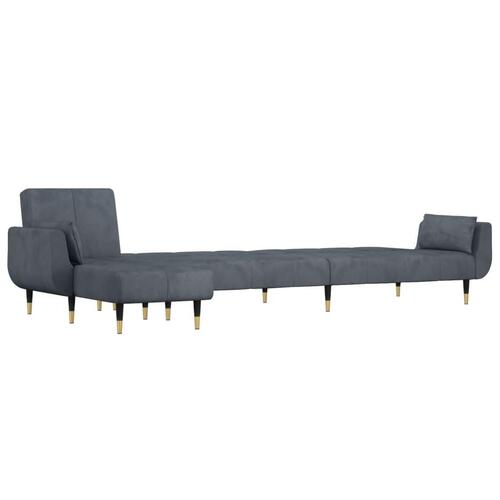 Sovesofa med chaiselong 275x140x70 cm velour mørkegrå