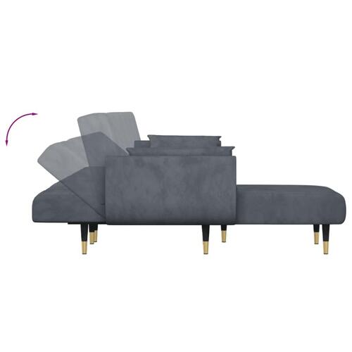 Sovesofa med chaiselong 275x140x70 cm velour mørkegrå