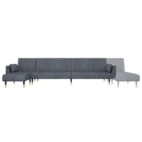 Sovesofa med chaiselong 275x140x70 cm velour mørkegrå