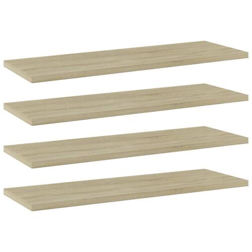 Boghylder 4 stk. 60x20x1,5 cm konstrueret træ sonoma-eg