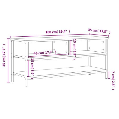 Tv-bord 100x35x45 cm konstrueret træ sort