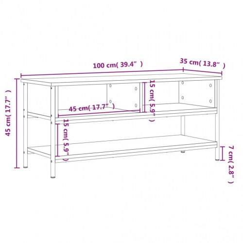 Tv-bord i konstrueret træ - 100×35×45 cm, grå sonoma-eg