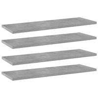 Boghylder 4 stk. 60x20x1,5 cm konstrueret træ betongrå
