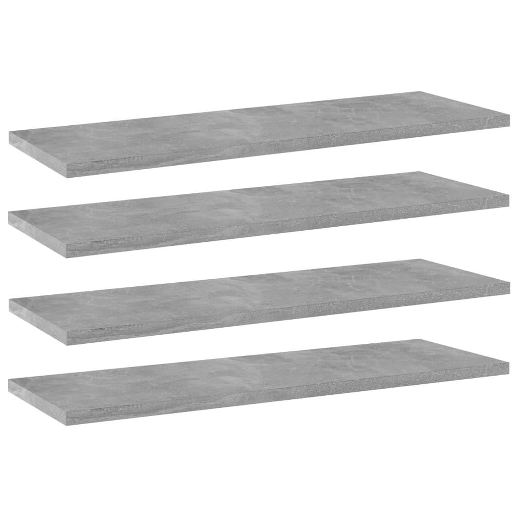 Boghylder 4 stk. 60x20x1,5 cm konstrueret træ betongrå