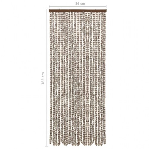 Insektgardin 56 × 185 cm i chenille - gråbrun/hvid