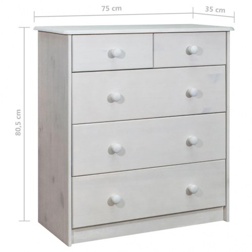 Kommode 75x35x80,5 cm massivt fyrretræ