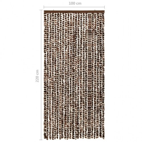 Insektgardin 100×220 cm i chenille - brun og hvid