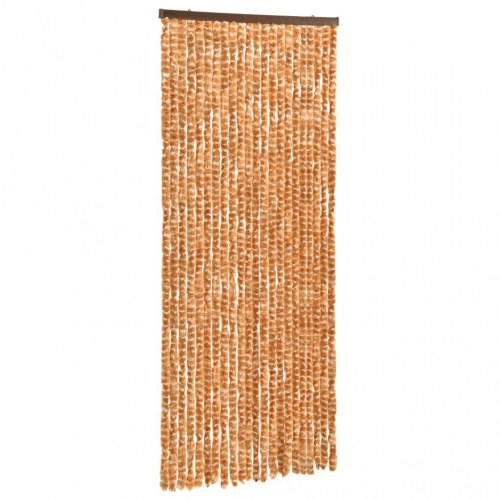 Insektgardin 90×220 cm i chenille - okker/hvid