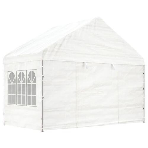 Pavillon med tag 4,08x2,23x3,22 m polyethylen hvid