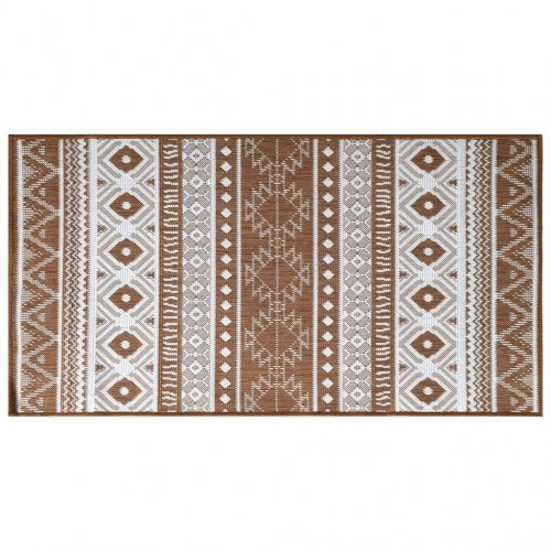 Udendørs gulvtæppe 80x150 cm vendbart design brun og hvid