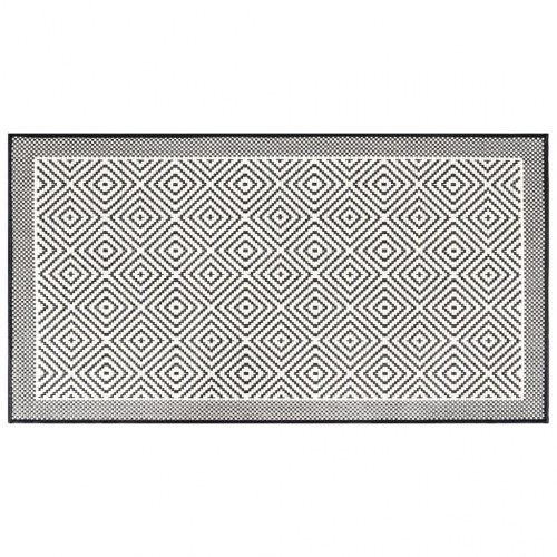 Udendørs gulvtæppe 80x150 cm vendbart design grå og hvid