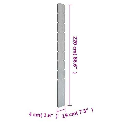 Stolpe til havehegn 40 stk. 220 cm galvaniseret stål sølvfarvet