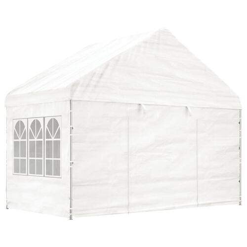 Pavillon med tag 8,92x4,08x3,22 m polyethylen hvid