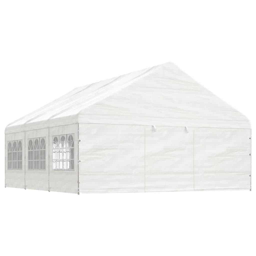 Pavillon med tag 6,69x5,88x3,75 m polyethylen hvid