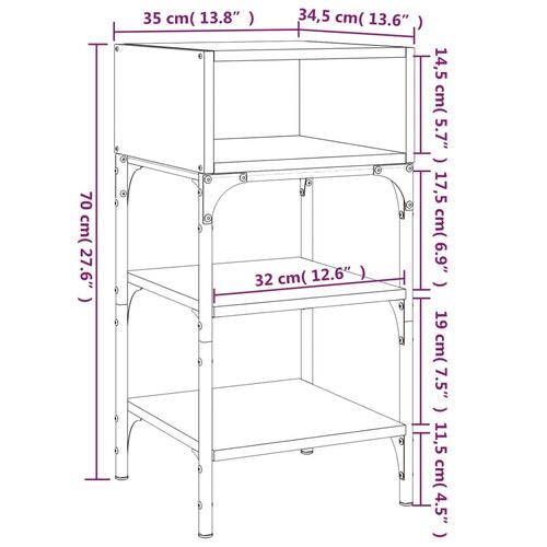 Sengebord 35x34,5x70 cm konstrueret træ sonoma-eg