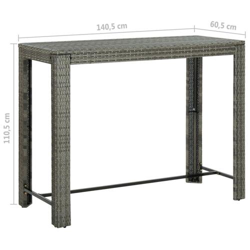 Barbord til haven 140,5x60,5x110,5 cm polyrattan grå