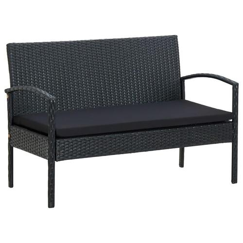 Loungesæt til haven 4 dele med hynder polyrattan sort