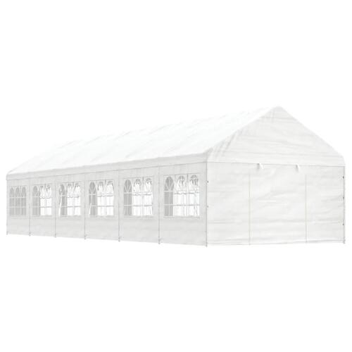 Pavillon med tag 13,38x4,08x3,22 m polyethylen hvid