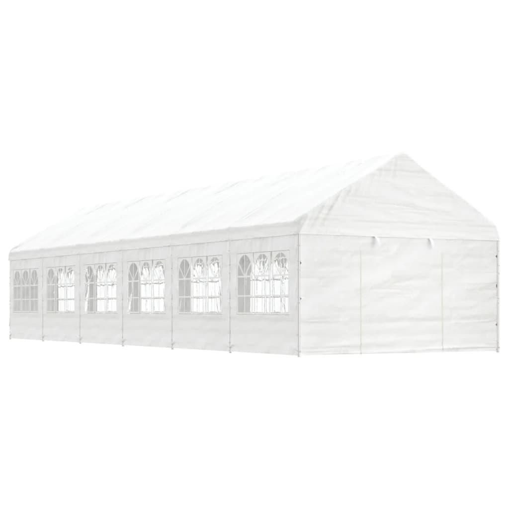 Pavillon Med Tag 4,08X2,23X3,22 M Polyethylen Hvid - 13.38 x 4.08 x 3.22 m