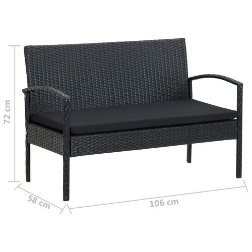 Loungesæt til haven 4 dele med hynder polyrattan sort