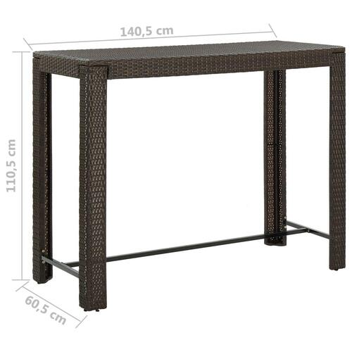 Barbord til haven 140,5x60,5x110,5 cm polyrattan brun