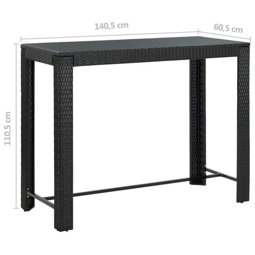 Barbord til haven 140,5x60,5x110,5 cm polyrattan sort