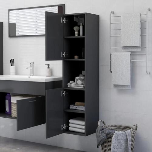 Badeværelsesskab 30x30x130 cm spånplade grå