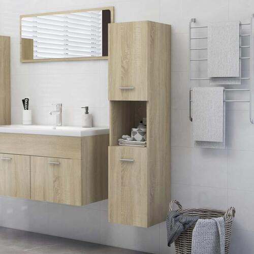 Badeværelsesskab 30x30x130 cm spånplade sonoma-eg