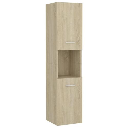 Badeværelsesskab 30x30x130 cm spånplade sonoma-eg