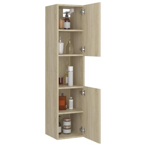 Badeværelsesskab 30x30x130 cm spånplade sonoma-eg