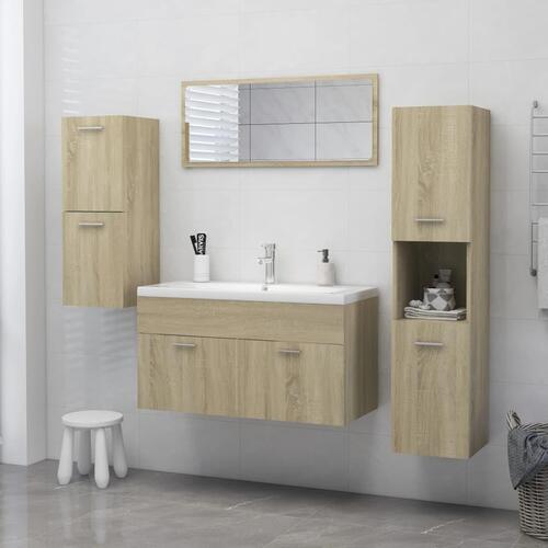 Badeværelsesskab 30x30x130 cm spånplade sonoma-eg