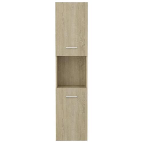 Badeværelsesskab 30x30x130 cm spånplade sonoma-eg