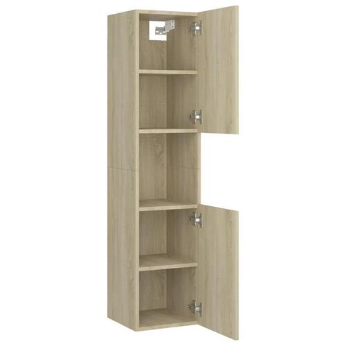 Badeværelsesskab 30x30x130 cm spånplade sonoma-eg