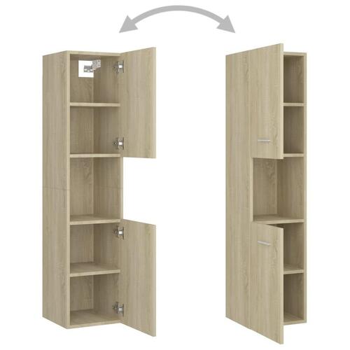 Badeværelsesskab 30x30x130 cm spånplade sonoma-eg