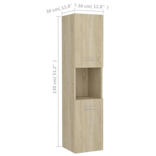 Badeværelsesskab 30x30x130 cm spånplade sonoma-eg