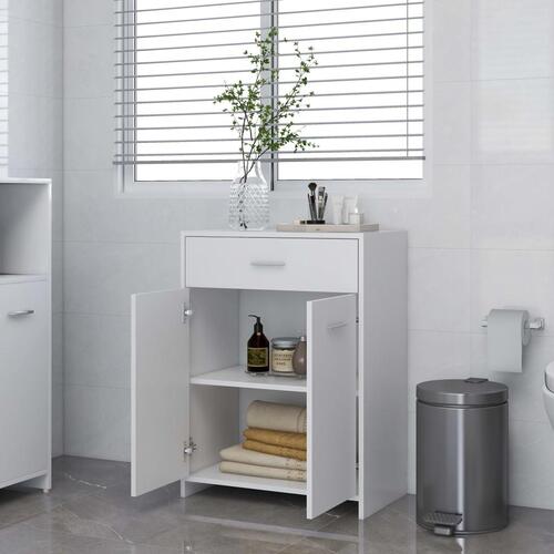 Badeværelsesskab 60x33x80 cm konstrueret træ hvid