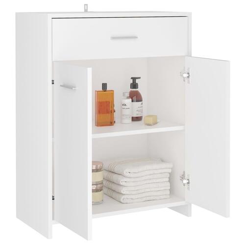 Badeværelsesskab 60x33x80 cm konstrueret træ hvid