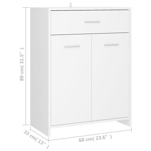 Badeværelsesskab 60x33x80 cm konstrueret træ hvid