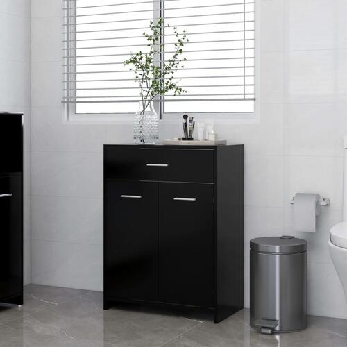 Badeværelsesskab 60x33x80 cm konstrueret træ sort