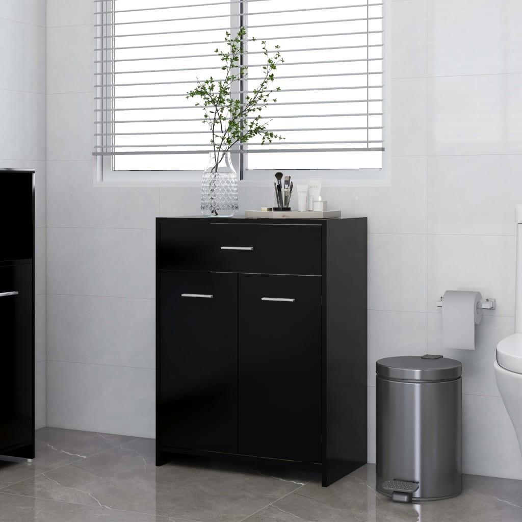 Badeværelsesskab 60x33x80 cm konstrueret træ sort