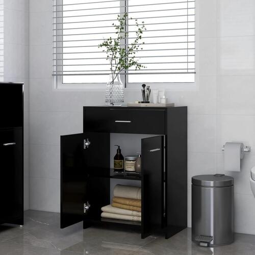 Badeværelsesskab 60x33x80 cm konstrueret træ sort