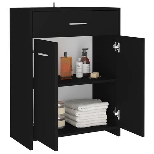 Badeværelsesskab 60x33x80 cm konstrueret træ sort