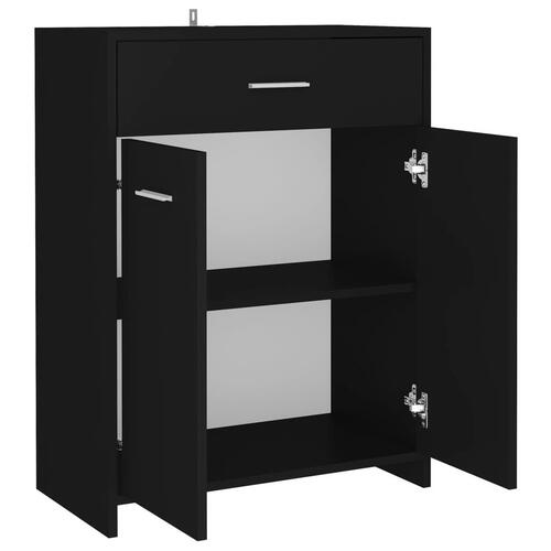 Badeværelsesskab 60x33x80 cm konstrueret træ sort