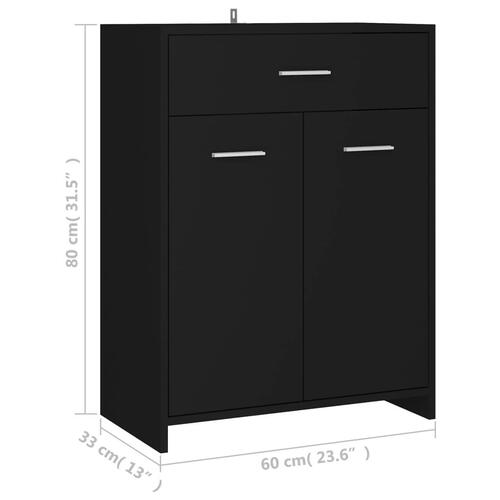 Badeværelsesskab 60x33x80 cm konstrueret træ sort