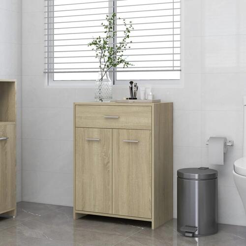 Badeværelsesskab 60x33x80 cm konstrueret træ sonoma-eg