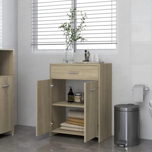 Badeværelsesskab 60x33x80 cm konstrueret træ sonoma-eg