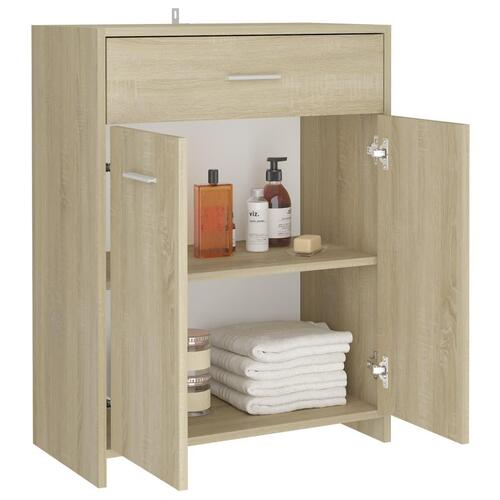 Badeværelsesskab 60x33x80 cm konstrueret træ sonoma-eg