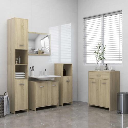 Badeværelsesskab 60x33x80 cm konstrueret træ sonoma-eg