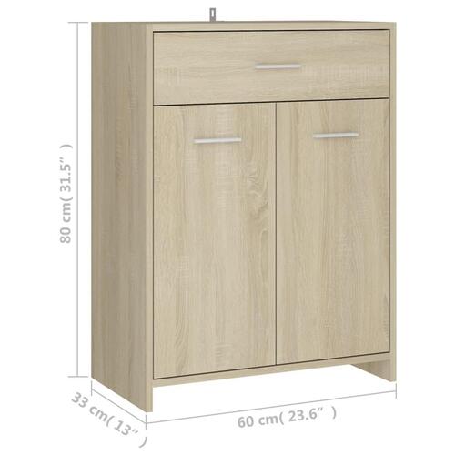 Badeværelsesskab 60x33x80 cm konstrueret træ sonoma-eg